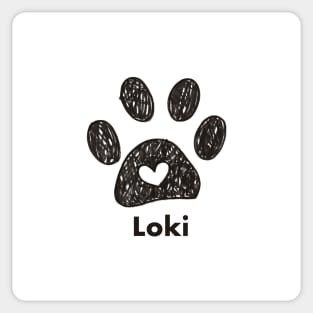 Loki name made of hand drawn paw prints Sticker